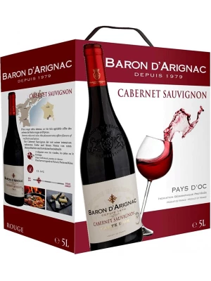 Вино Baron d'Arignac Cabernet Sauvignon, bag-in-box 5 л