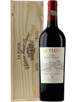 Вино La Fleur de Chateau Haut Piquat, Lussac Saint-Emilion AOC, wooden box 2015, 1.5 л