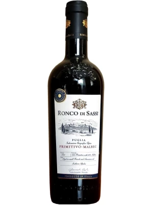 Вино Ronco di Sassi Primitivo-Malbec, Puglia IGT 2021, 0.75 л