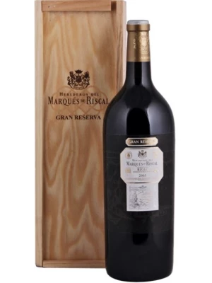 Вино Herederos del Marques de Riscal Rioja DOC Gran Reserva, wooden box 2005, 1.5 л
