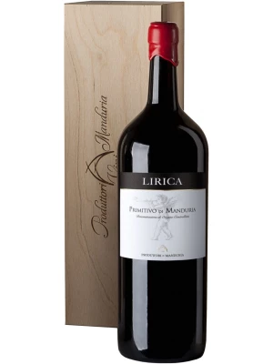 Вино Produttori di Manduria, Lirica Primitivo di Manduria DOP, wooden box 2020, 5 л