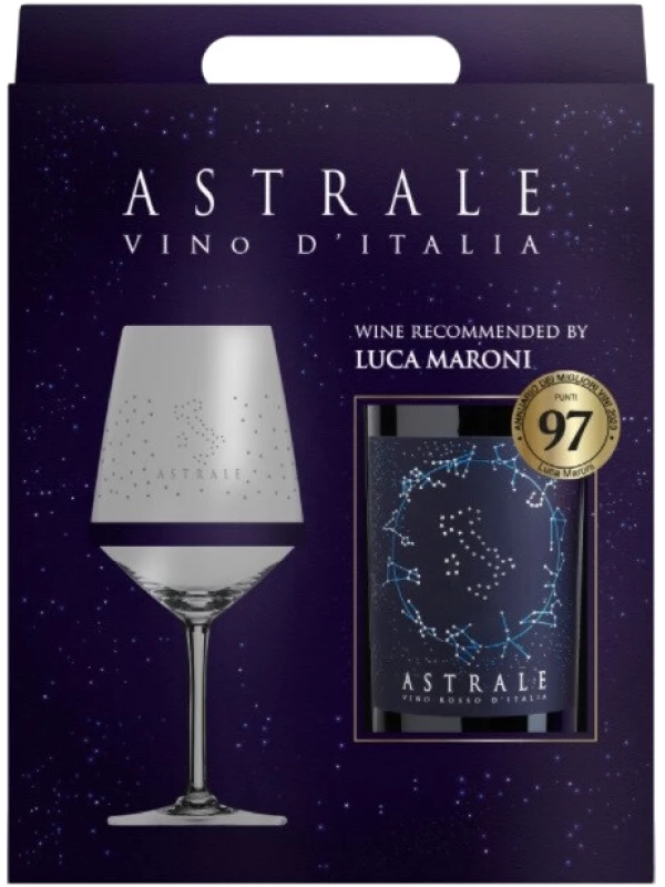 Astrale Rosso, gift box with glass