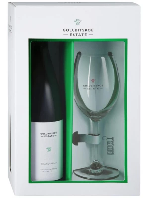 Вино Golubitskoe Estate, Chardonnay, gift box with Riedel glass 0.75 л