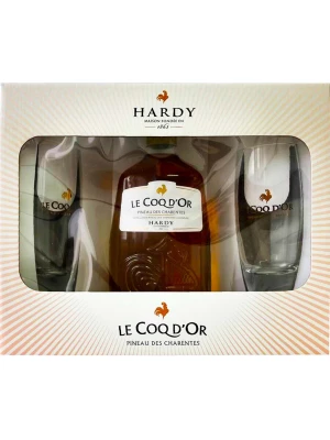 Вино Hardy, Le Coq d'Or Blanc, Pineau des Charentes AOC, gift box with 2 glasses 0.75 л
