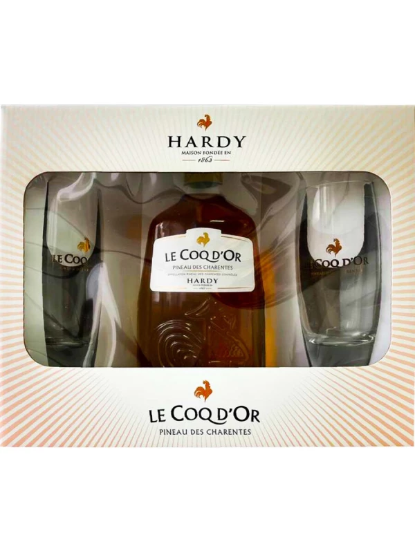 Hardy, Le Coq d'Or Blanc, Pineau des Charentes AOC, gift box with 2 glasses