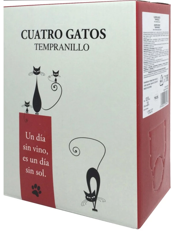Navarro Lopez, Cuatro Gatos Tempranillo Seco, bag-in-box