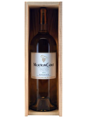 Вино Mouton Cadet, Bordeaux AOC Blanc, wooden box 2011, 1.5 л