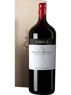 Вино Produttori di Manduria, Lirica, Primitivo di Manduria DOP, wooden box 2019, 15 л