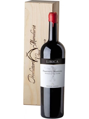 Вино Produttori di Manduria, Lirica Primitivo di Manduria DOC, wooden box 2021, 1.5 л