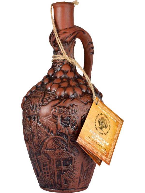 Дом Грузинского Вина, Алазанская Долина Красное, в керамической бутылке