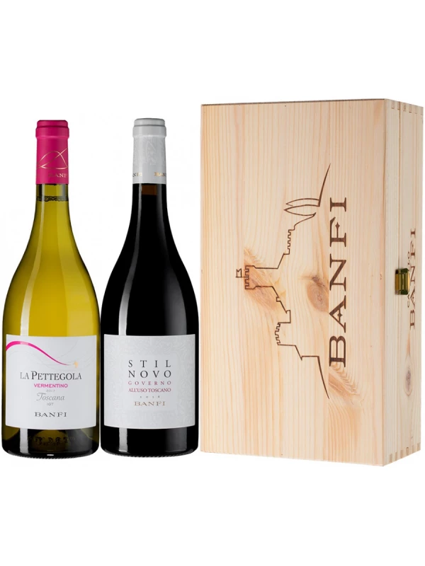 Banfi, La Pettegola & Stilnovo, wooden box