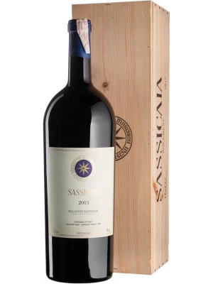 Вино Sassicaia, Bolgheri Sassicaia DOC, wooden box 2015, 3 л