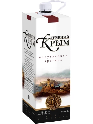 Вино Древний Крым Красное полусладкое, ПЭТ-Пак 1 л