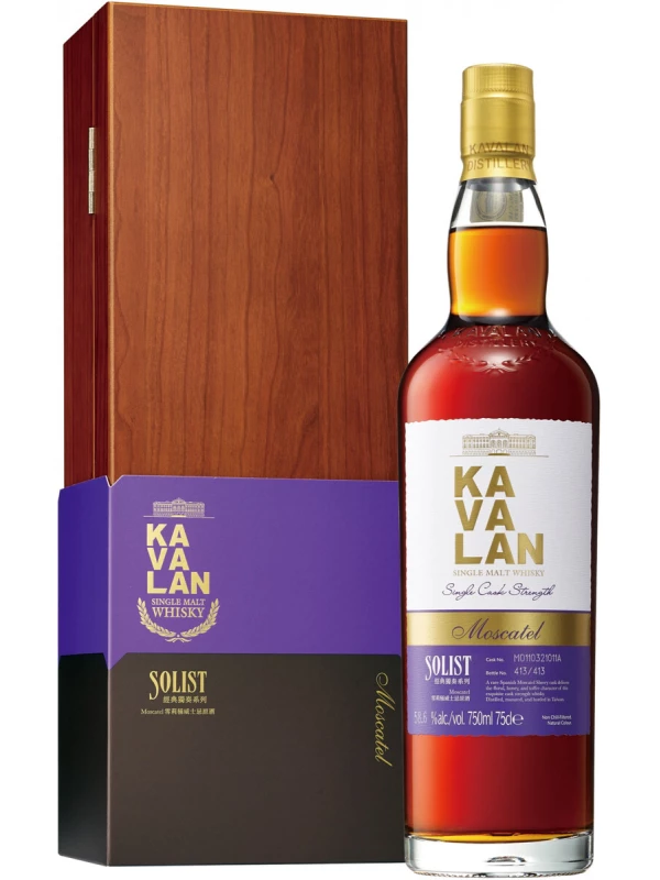 Kavalan, Solist Moscatel Single Cask Strength (58,6%), wooden box