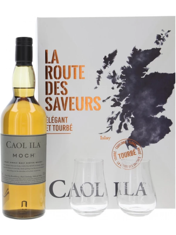 Caol Ila Moch, gift box with 2 glasses