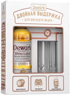 Виски Dewar's White Label, gift box with 1 glass 0.7 л