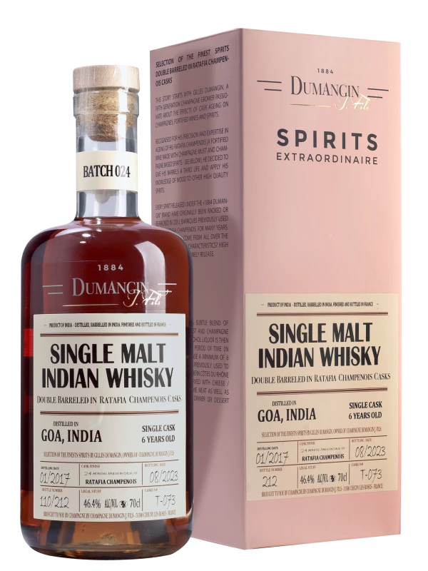 Dumangin J. Fils, Batch 24 Single Malt Indian Whisky 6 Years Old, gift box