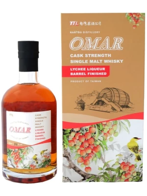 Виски Omar Cask Strength Single Malt Lychee Liqueur Barrel Finished, gift box 0.7 л