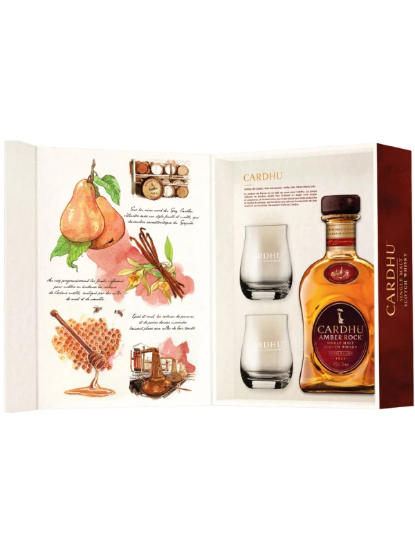 Cardhu Amber Rock, gift box with 2 glasses