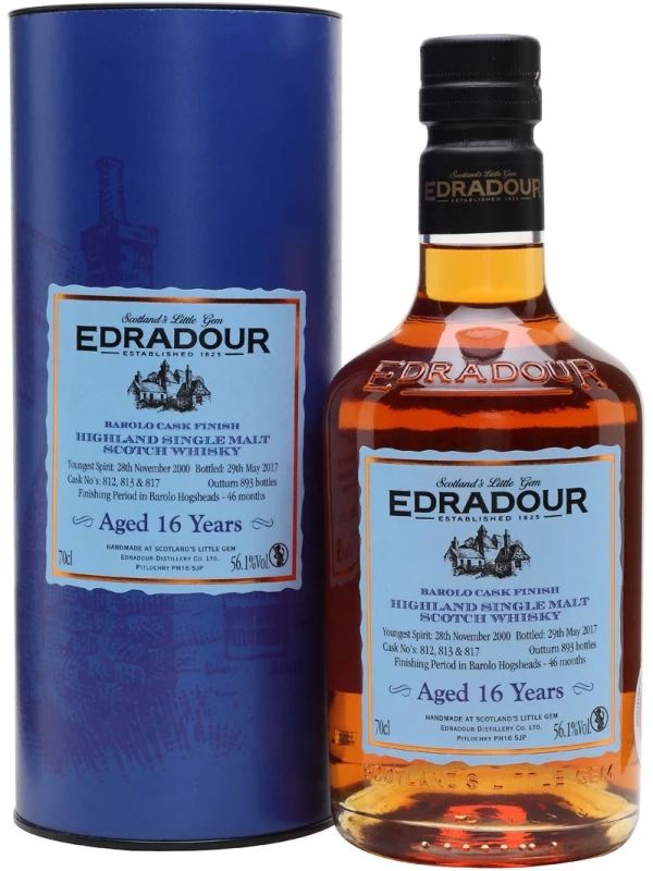 Edradour 16 Years Old, Barolo Cask Finish, in tube