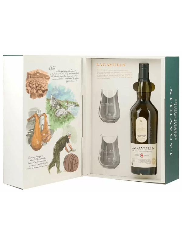 Lagavulin 8 Years Old, gift box with 2 glasses
