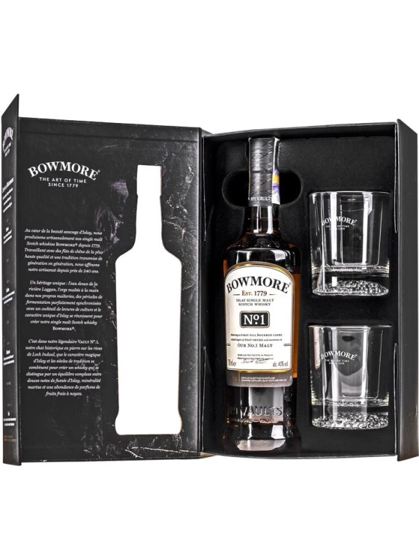 Bowmore No.1, gift box with 2 glasses