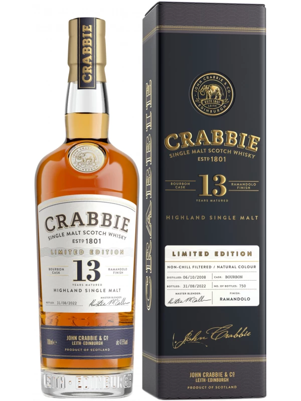 Crabbie Single Malt 13 Years Old Ramandolo Finish, gift box