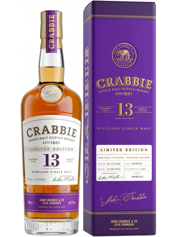 Crabbie Single Malt 13 Years Old Barolo Finish, gift box