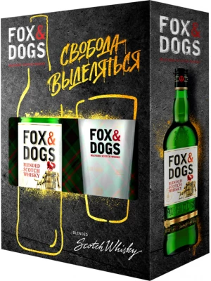 Виски Fox and Dogs (Russia), gift box with glass 0.7 л