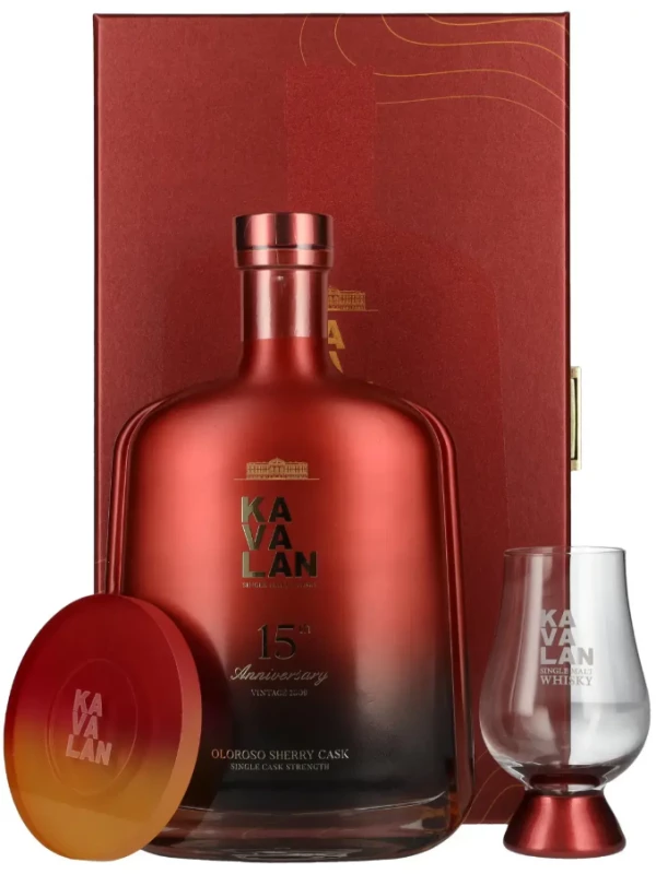Kavalan 15 th Anniversary Vintage, Oloroso Sherry Cask, gift box with glass