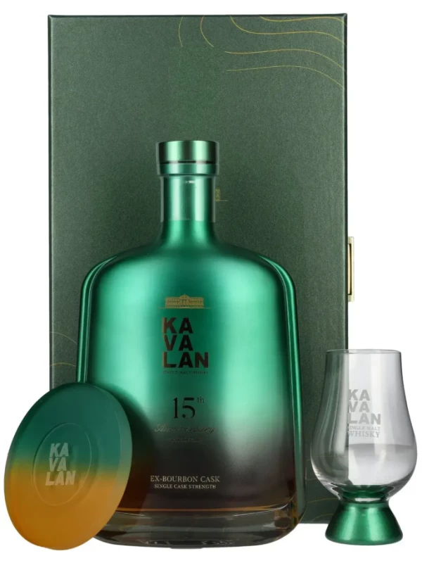 Kavalan 15 th Anniversary Vintage, Ex-bourbon Cask, gift box with glass