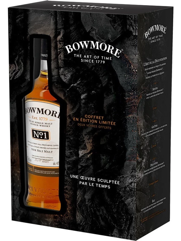 Bowmore No.1, gift box with 2 glasses