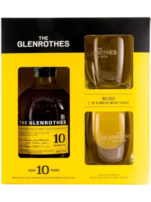 Glenrothes 10 Years Old, gift box with 2 glasses