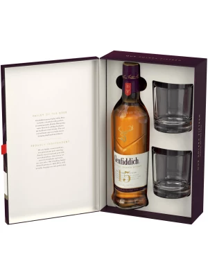 Виски Glenfiddich 15 Years Old, gift box with 2 glasses 0.7 л