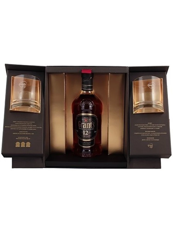 Grant's 12 Years Old, gift box with 2 glasses