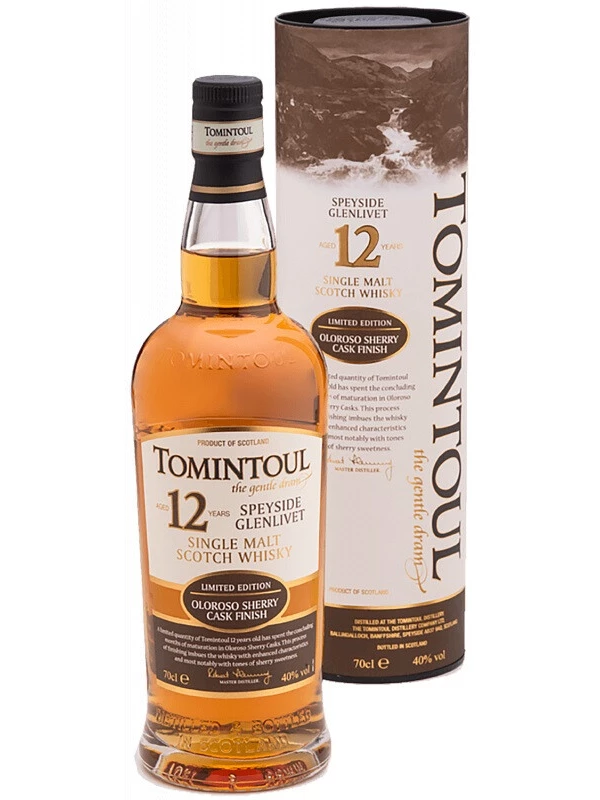 Tomintoul 12 YO, Oloroso Sherry Cask Finish, gift tube