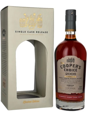 Виски The Cooper's Choice Girvan Single Grain Oloroso Sherry Cask Finish, gift box 2006 0.7 л