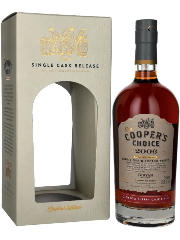 The Cooper's Choice Girvan Single Grain Oloroso Sherry Cask Finish, gift box