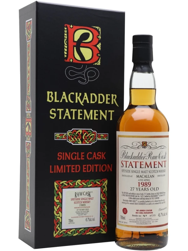 Blackadder, Raw Cask Statement Macallan 27 Years Old, 1989, gift box