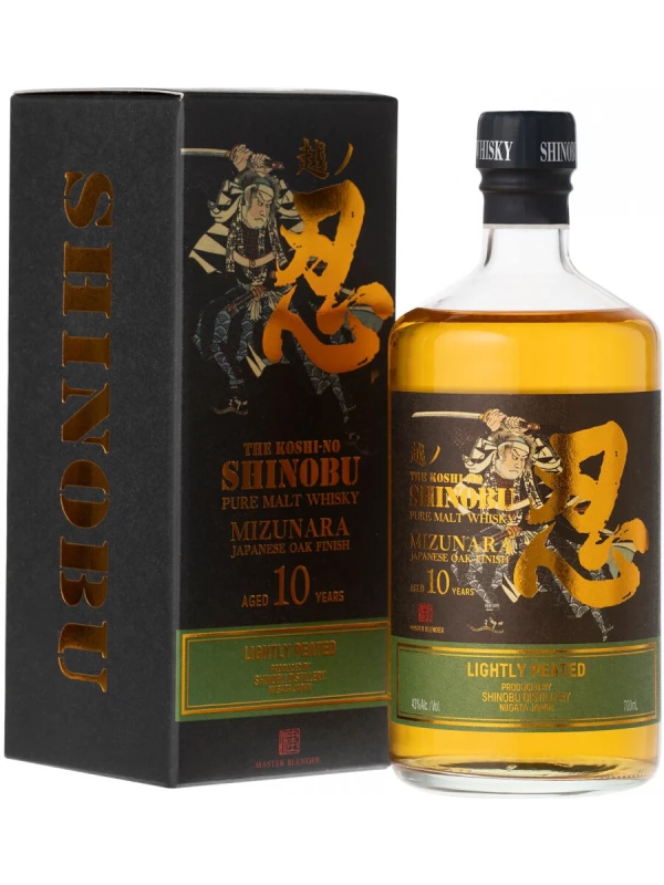 Shinobu Lightly Peated Pure Malt 10 Years Old, Mizunara Japanese Oak Finish, gift box