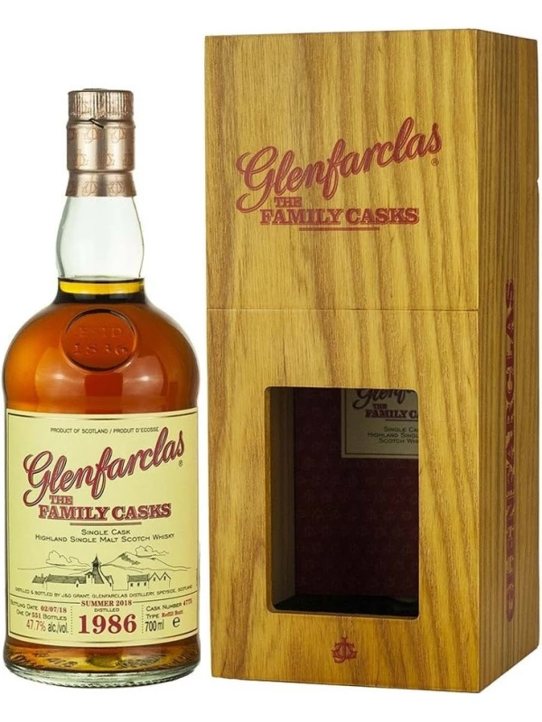 Glenfarclas 1986 Family Casks (47,7%), wooden box