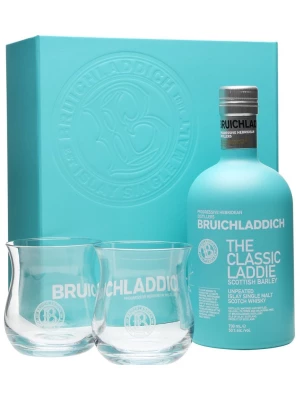 Виски Bruichladdich, The Classic Laddie Scottish Barley, 2 glasses gift box 0.7 л