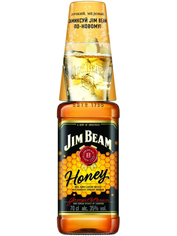 Jim Beam, Honey, with glass