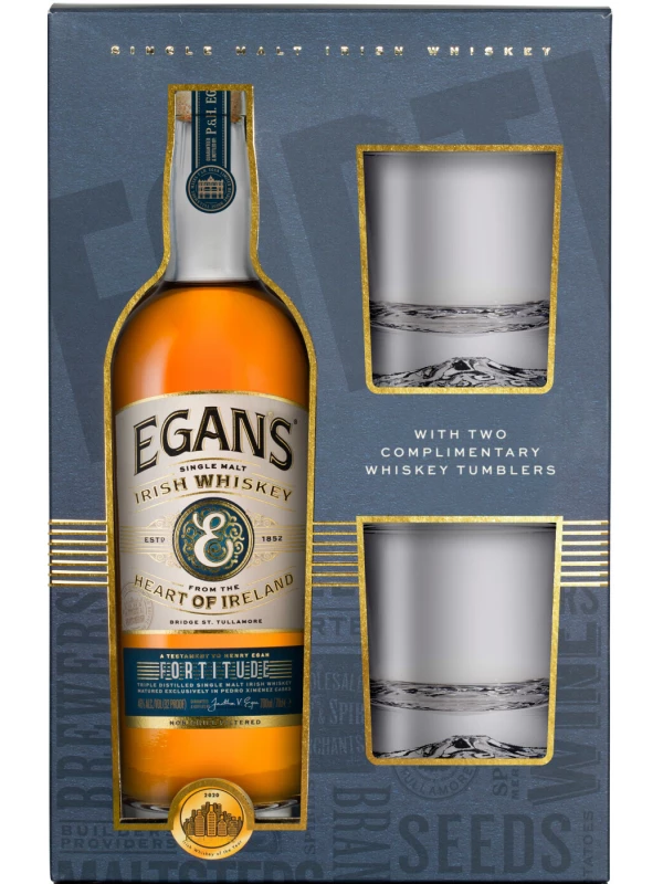 Egan's Fortitude Single Malt, gift box with 2 glasses