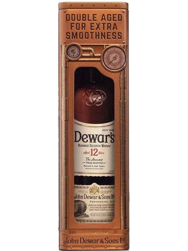 Dewar's 12 years old, metal box Clock, 0.7 л