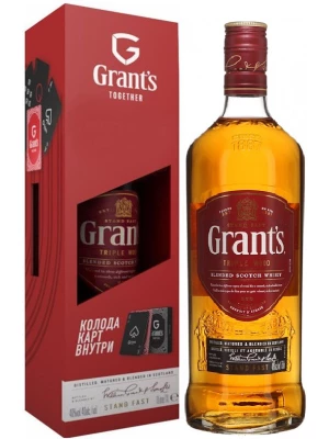 Виски Grant's Triple Wood 3 Years Old, gift box with playing cards 0.75 л