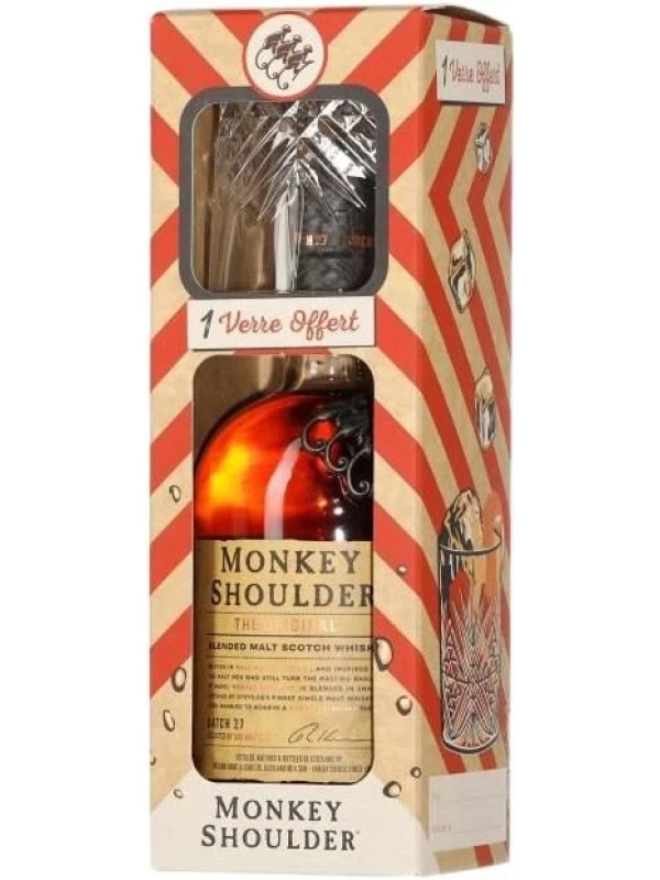 Monkey Shoulder , gift box with glass above