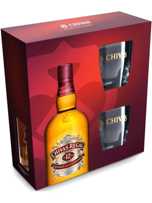 Виски Chivas Regal 12 years old, gift set with two glasses 0.7 л
