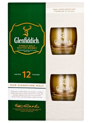 Виски набор Glenfiddich 12 Years Old, gift box with 2 glasses 0.75 л