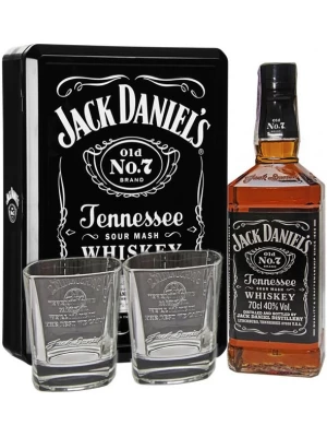 Виски Jack Daniel's, metal box with 2 glasses 0.7 л